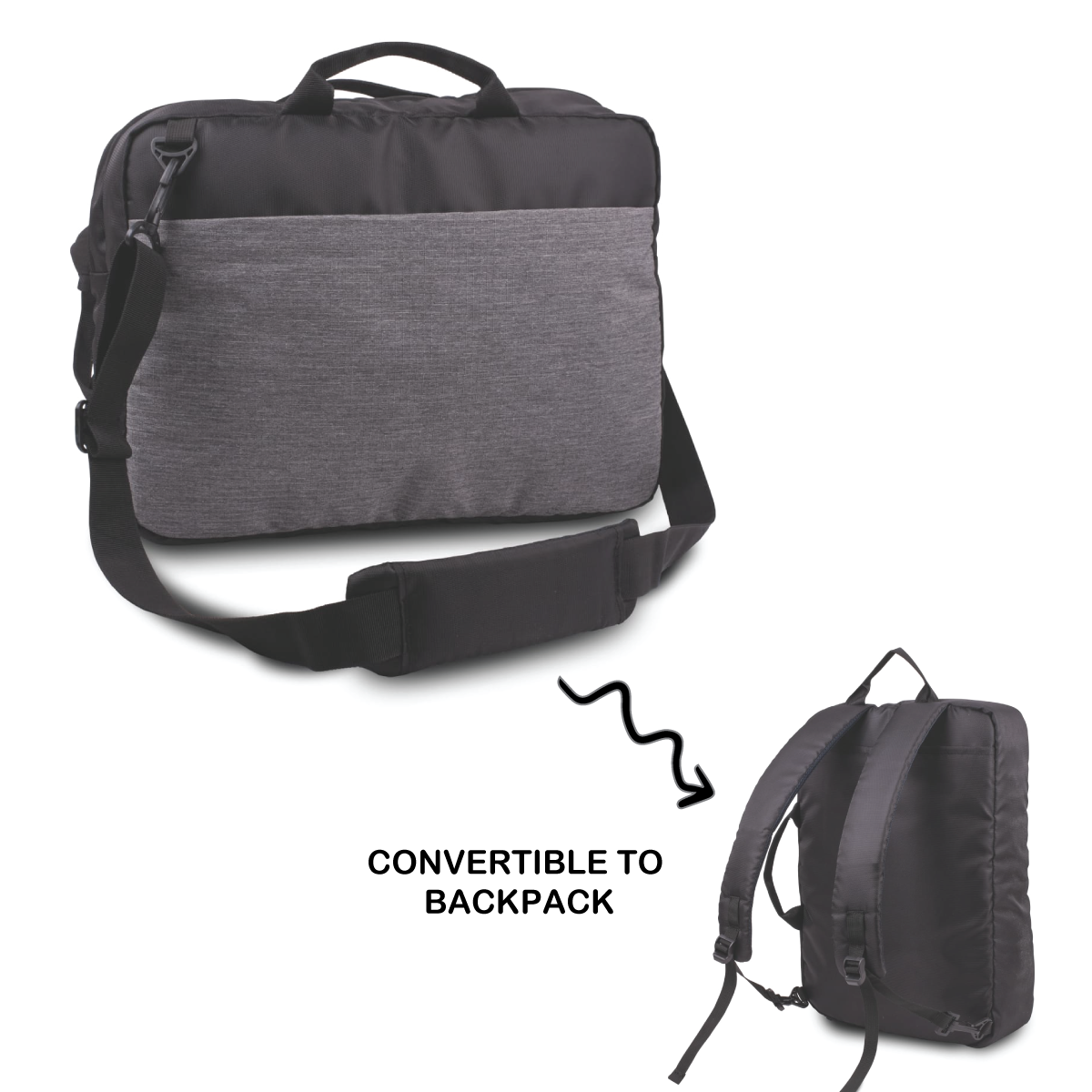 Personalized Multipurpose Black Laptop Sling cum Backpack - For Employees, Travelers, Corporate, Client or Dealer Gifting, Events Promotional Freebies BGS39