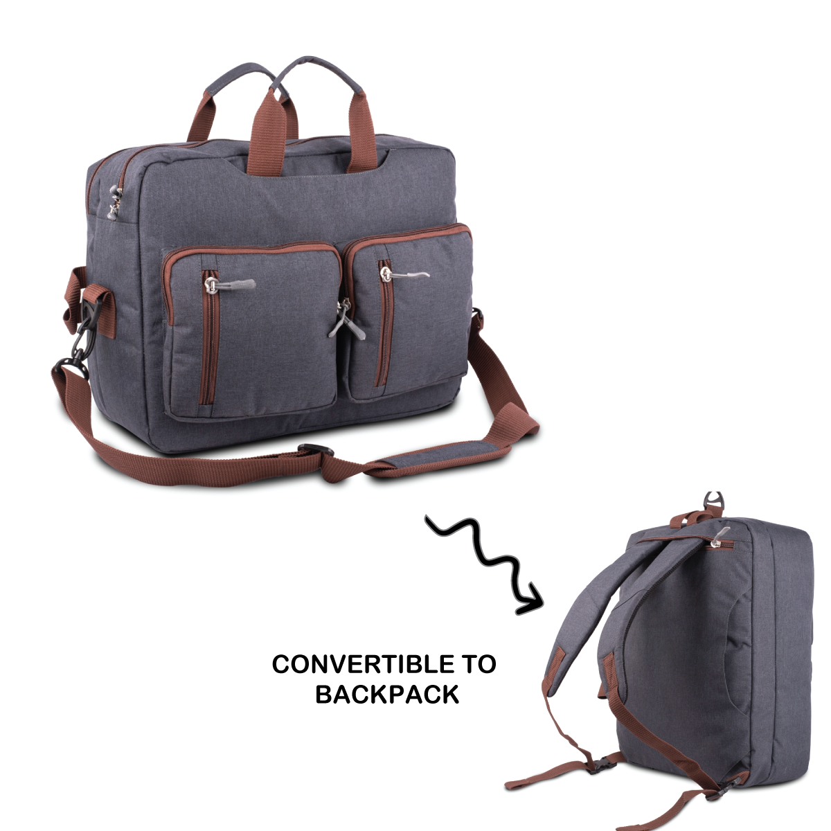 2in1 Personalized Gray Laptop Sling cum Backpack - For Employees, Travelers, Corporate, Client or Dealer Gifting, Events Promotional Freebies BGS41