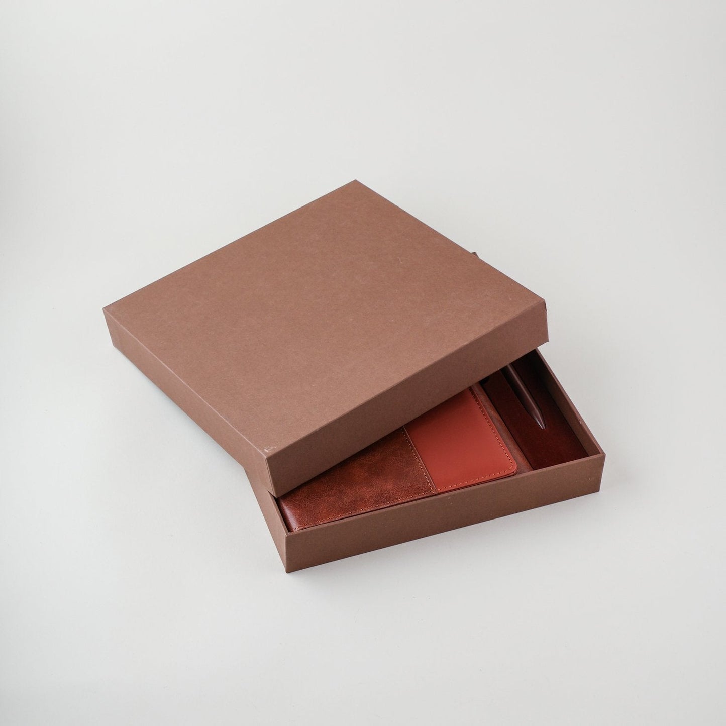 Engraved 2 in 1 Brown Leather Finished 8000mAh Power Bank Diary With Pen Logo Glow Combo Gift Set - For Employee Joining Kit, Client, Dealer Gifting, Corporate Gifting or Return Gift HK10246