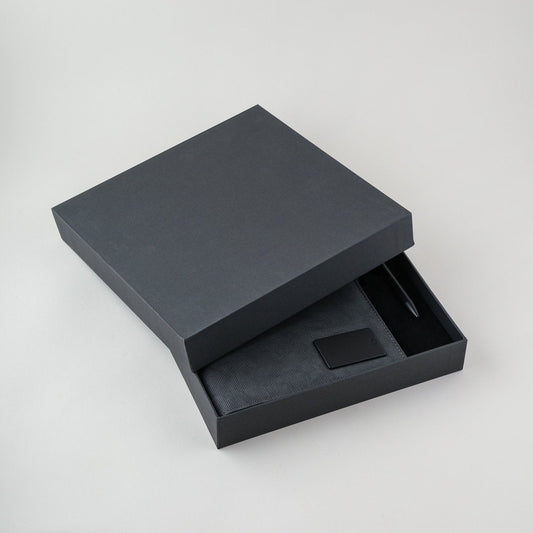 Personalized Engraved Jute Fusion Grey 8000mAh Power Bank Diary With Pen Logo Glow Combo Gift Set - For Employee Joining Kit, Client, Dealer Gifting, Corporate Gifting or Return Gift HK10245