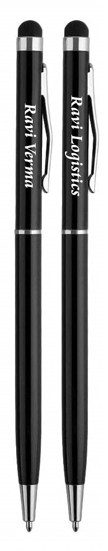 Personalized Engraved Black Slim Metal Stylus Ball Pen – Custom Name & Logo Pen for Corporate Gifting, Office Use & Promotional Gifts RPM1001 - The Gifting Marketplace