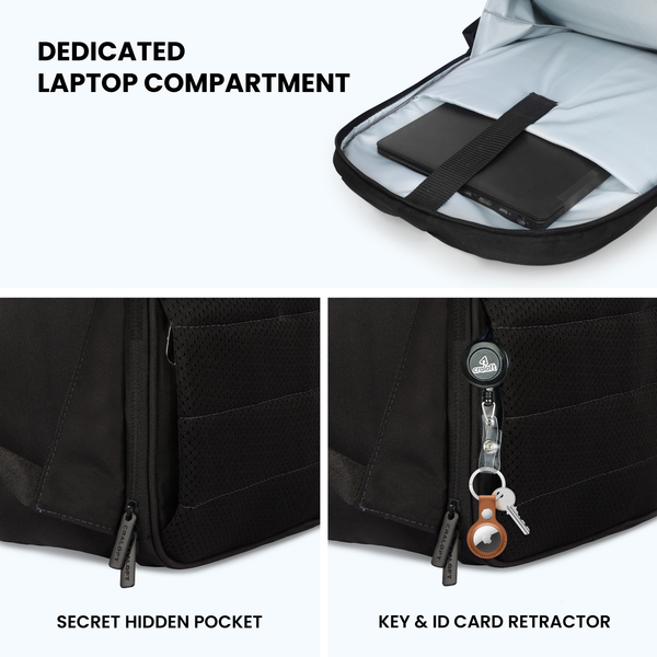 21L Personalized Black Office Laptop Backpack - For Employee Gifting, Corporate Gifting, Customer and Stakeholder Gifting, Colleges, Classes, Schools Use - CL-CB2