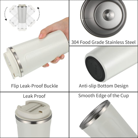 Personalized White Premium Travel Tumbler 500ml - For Corporate Gifting, Return Gift, Gifts for Events Promotional Giveaway TGMGC-414