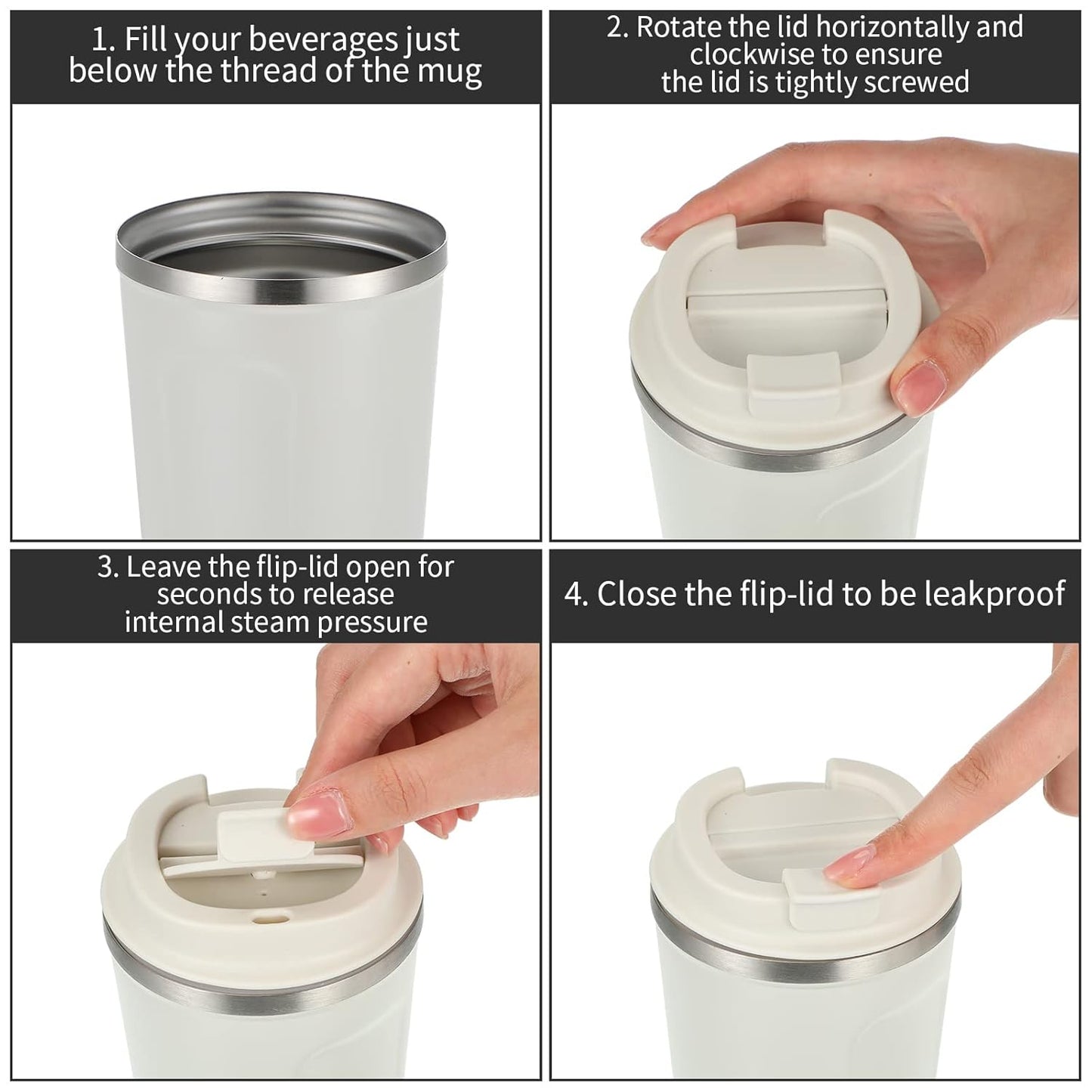 Personalized White Premium Travel Tumbler 500ml - For Corporate Gifting, Return Gift, Gifts for Events Promotional Giveaway TGMGC-414