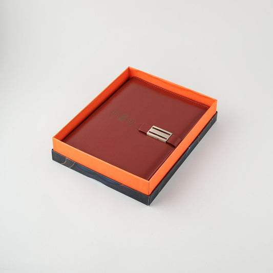 Personalized Dark Brown Leather Finished 8000mAh Power Bank Notebook Diary - For Office Use, Personal Use, Return Gift, or Corporate Gifting - HK10243