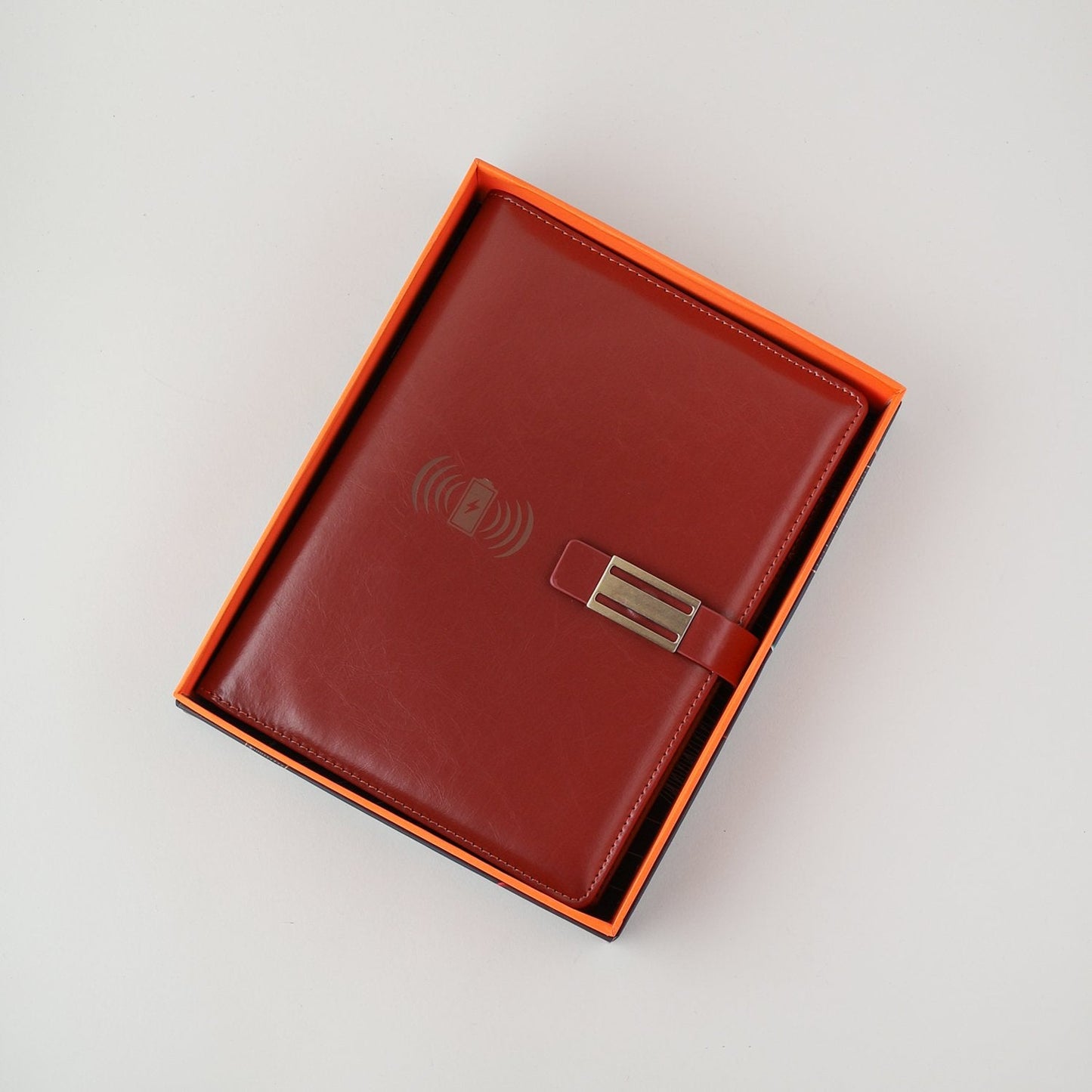 Personalized Dark Brown Leather Finished 8000mAh Power Bank Notebook Diary - For Office Use, Personal Use, Return Gift, or Corporate Gifting - HK10243