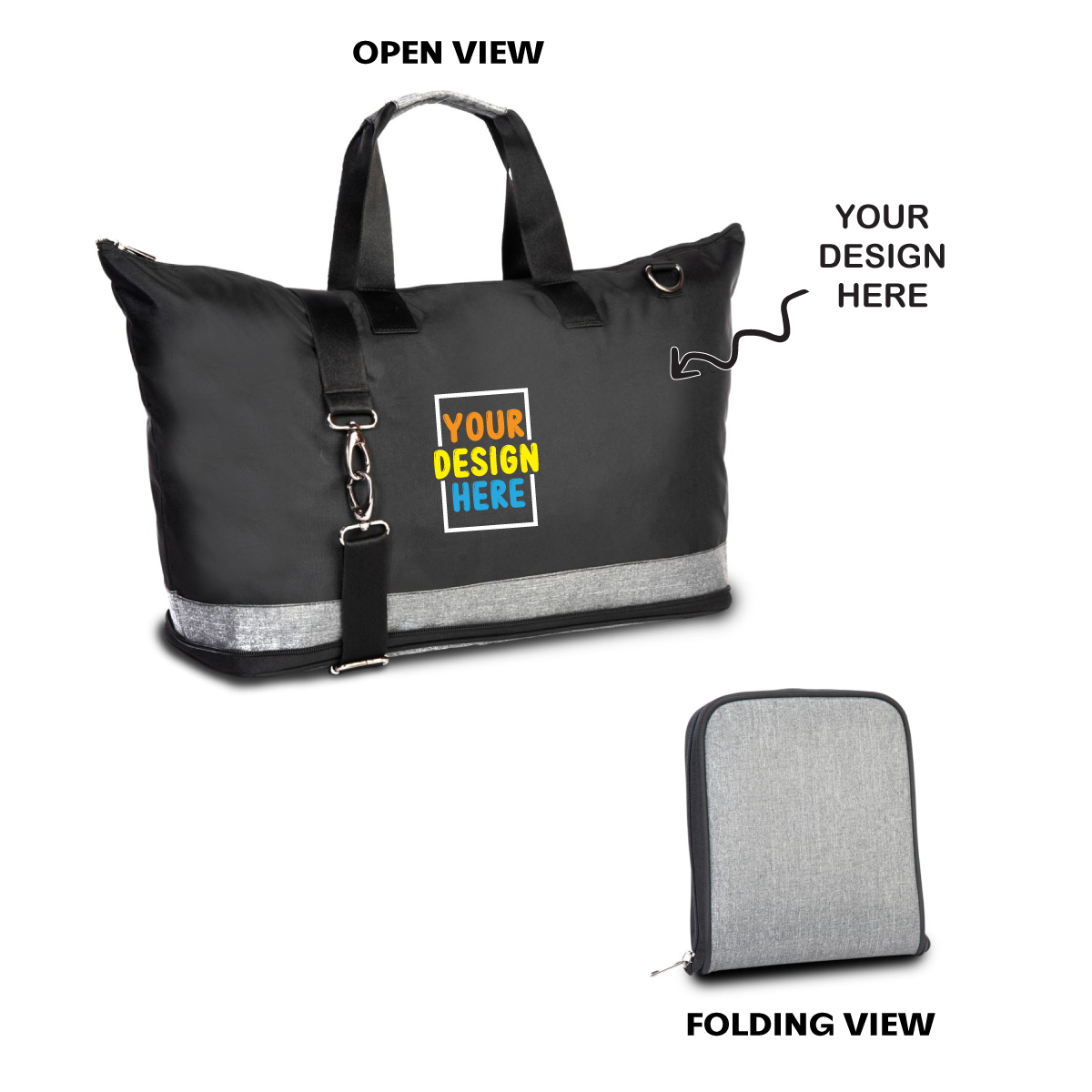 Personalized Black Folding Design Big Size Travel Bag - For Employees, Travelers, Corporate, Client or Dealer Gifting, Events Promotional Freebies BGS21 - The Gifting Marketplace