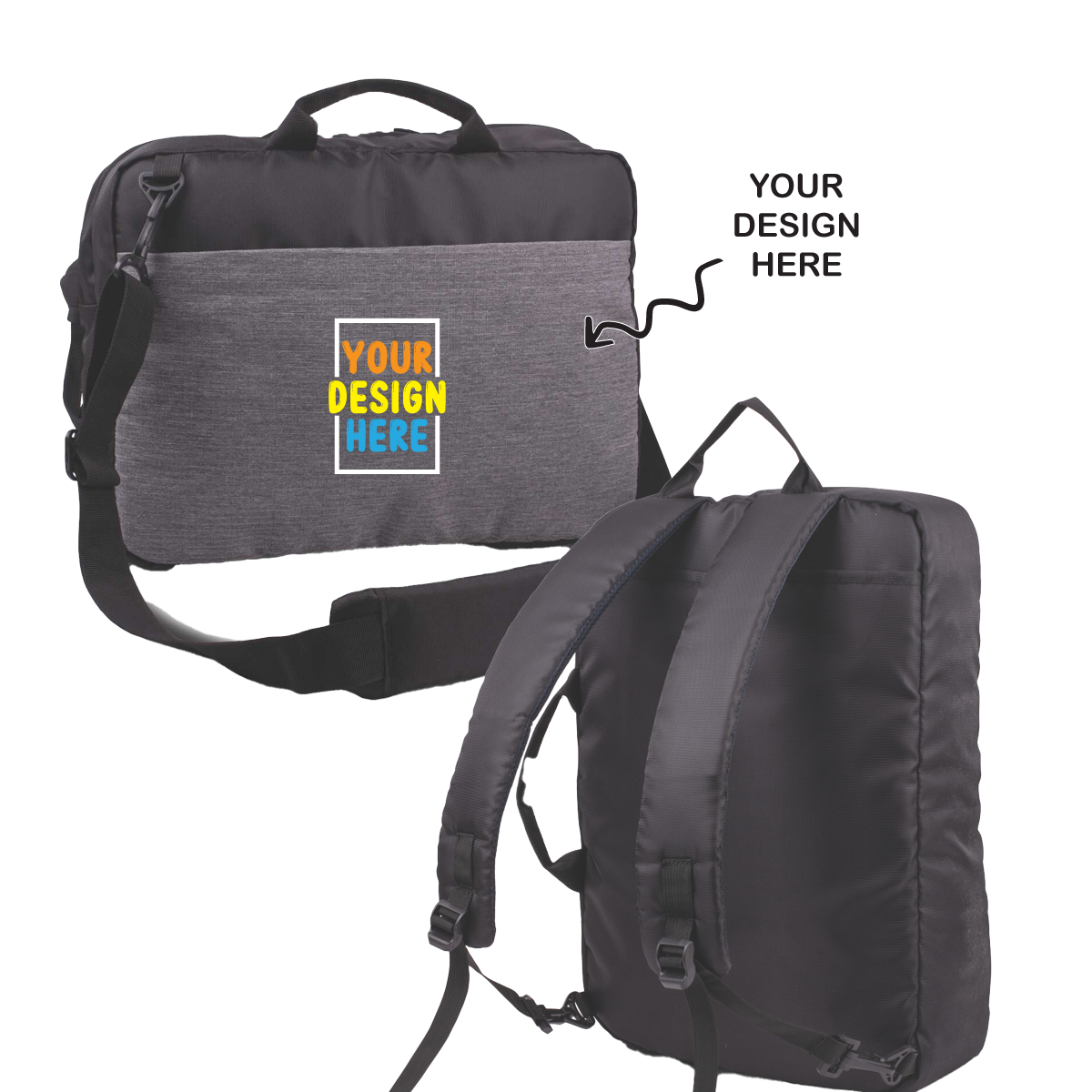 Personalized Multipurpose Black Laptop Sling cum Backpack - For Employees, Travelers, Corporate, Client or Dealer Gifting, Events Promotional Freebies BGS39 - The Gifting Marketplace