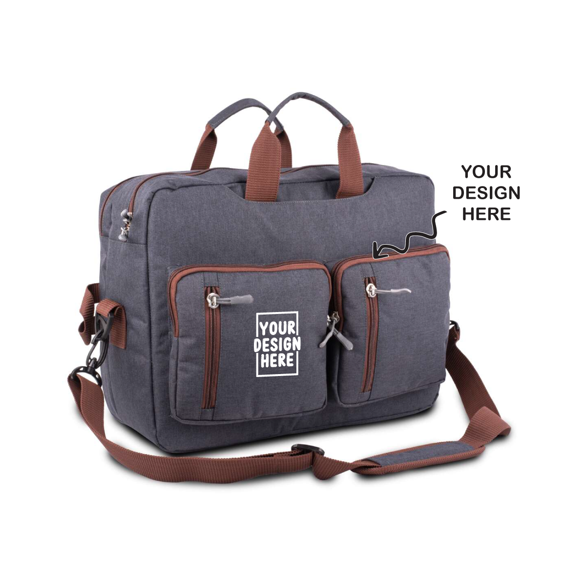 2in1 Personalized Gray Laptop Sling cum Backpack - For Employees, Travelers, Corporate, Client or Dealer Gifting, Events Promotional Freebies BGS41