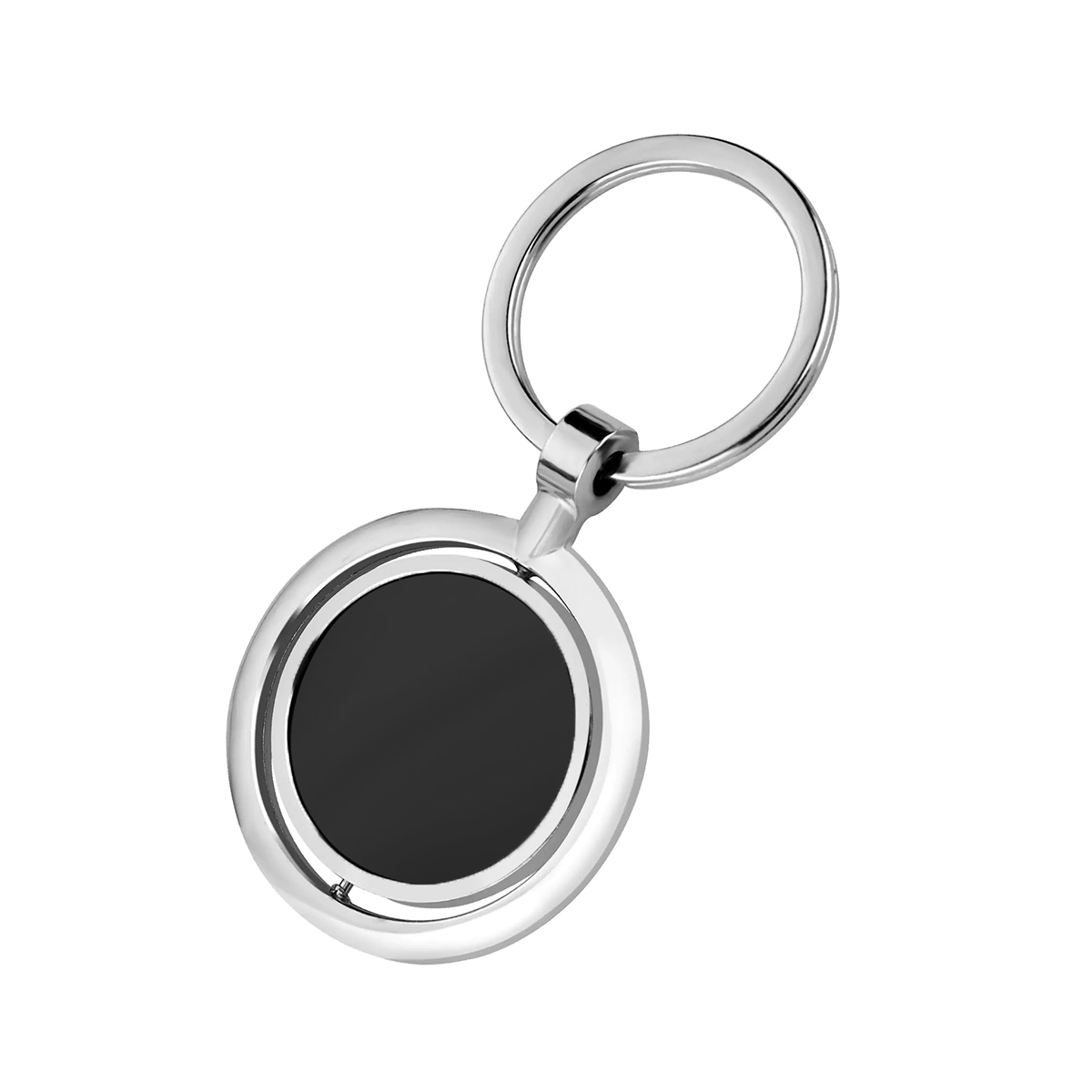 Personalized Black Both Sides Engraved Rotating Steel Finish Metal Keychain - For Employee, Client, Dealer, or Corporate Gifting, Events Promotional Freebie JKC12