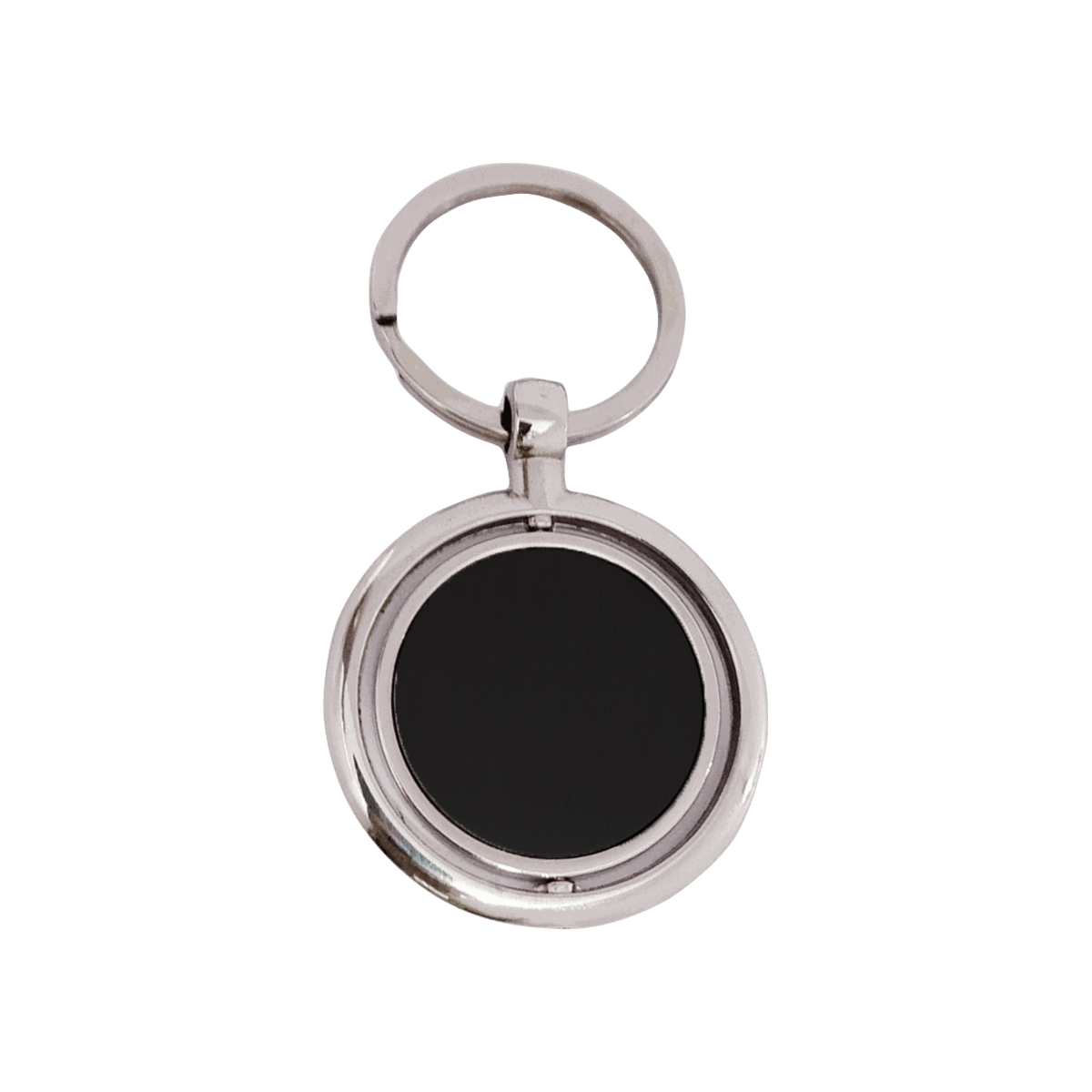 Personalized Black Both Sides Engraved Rotating Steel Finish Metal Keychain - For Employee, Client, Dealer, or Corporate Gifting, Events Promotional Freebie JKC12