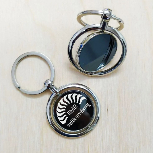 Personalized Black Both Sides Engraved Rotating Steel Finish Metal Keychain - For Employee, Client, Dealer, or Corporate Gifting, Events Promotional Freebie JKC12