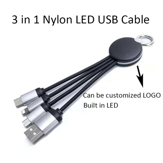 Personalized Engraved Glowing Logo Charger Cable - For Office Use, Personal Use, or Corporate Gifting BGC78
