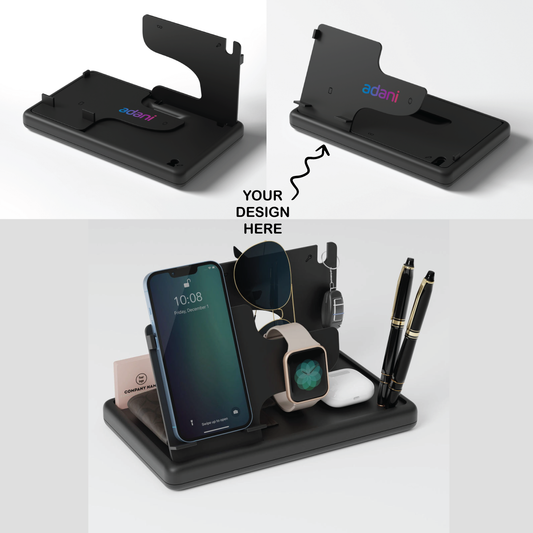 Personalized Multifunctional Desk Organizer with Smartphone, Watch, Sunglasses, Keychain, Wallet and Business Card Holder - For Corporate Gifting, Birthday Gift, Return Gift, Exhibition Gift, Event Freebies, Promotional Gift XT51