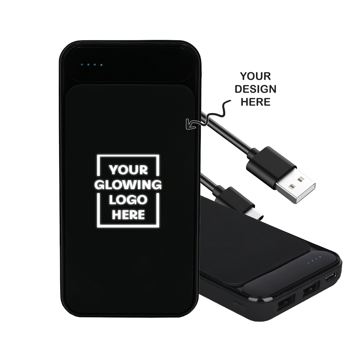 Personalized 10000mAh Logo Glow Power Bank - For Corporate Gifting, Event Gifting, Freebies, Promotions - HK - The Gifting Marketplace