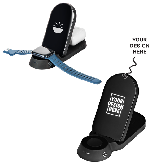 Personalized Logo Glow Multipurpose 3in1 Wireless Charger - For Corporate Gifting, Event Gifting, Freebies, Return Gift, Promotions - HK10289