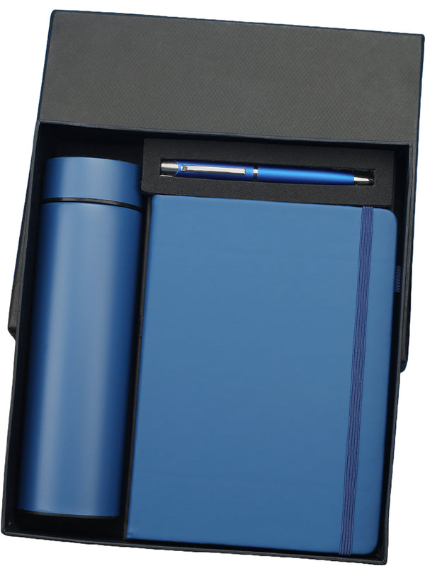 Blue 3in1 Combo Gift Set Notebook Diary, Round Pen, and Bottle - For Employee Joining Kit, Corporate, Client or Dealer Gifting JKSR183