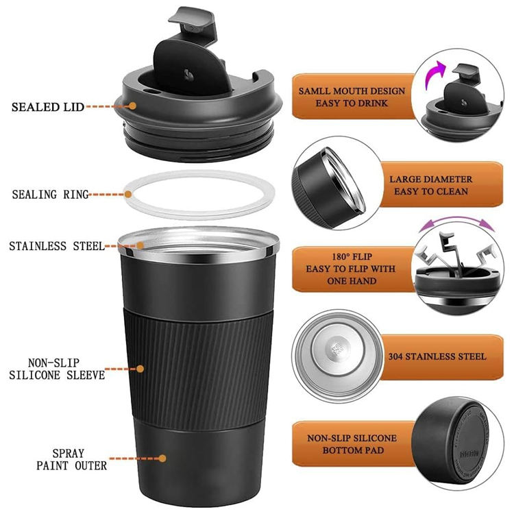 Personalized Black Anti-Slip Gripper Tumbler 500ml - For Corporate Gifting, Return Gift, Gifts for Events Promotional Giveaway TGMGC-424