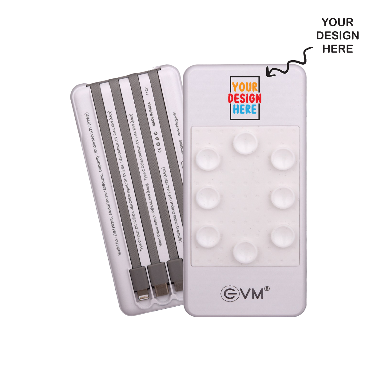 Personalized White 10000mAh Power Bank - For Corporate Gifting, Event Gifting, Freebies, Promotions - HK10180 - The Gifting Marketplace