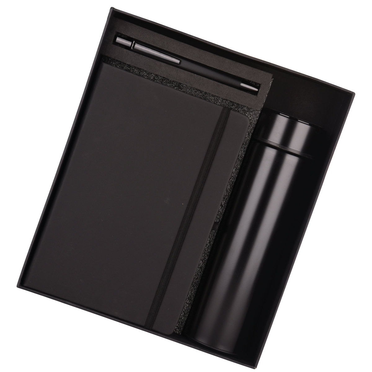 Black Personalized 3in1 Combo Gift Set Notebook Diary, Pen, and Bottle - For Employee Joining Kit, Corporate, Client or Dealer Gifting HK37325