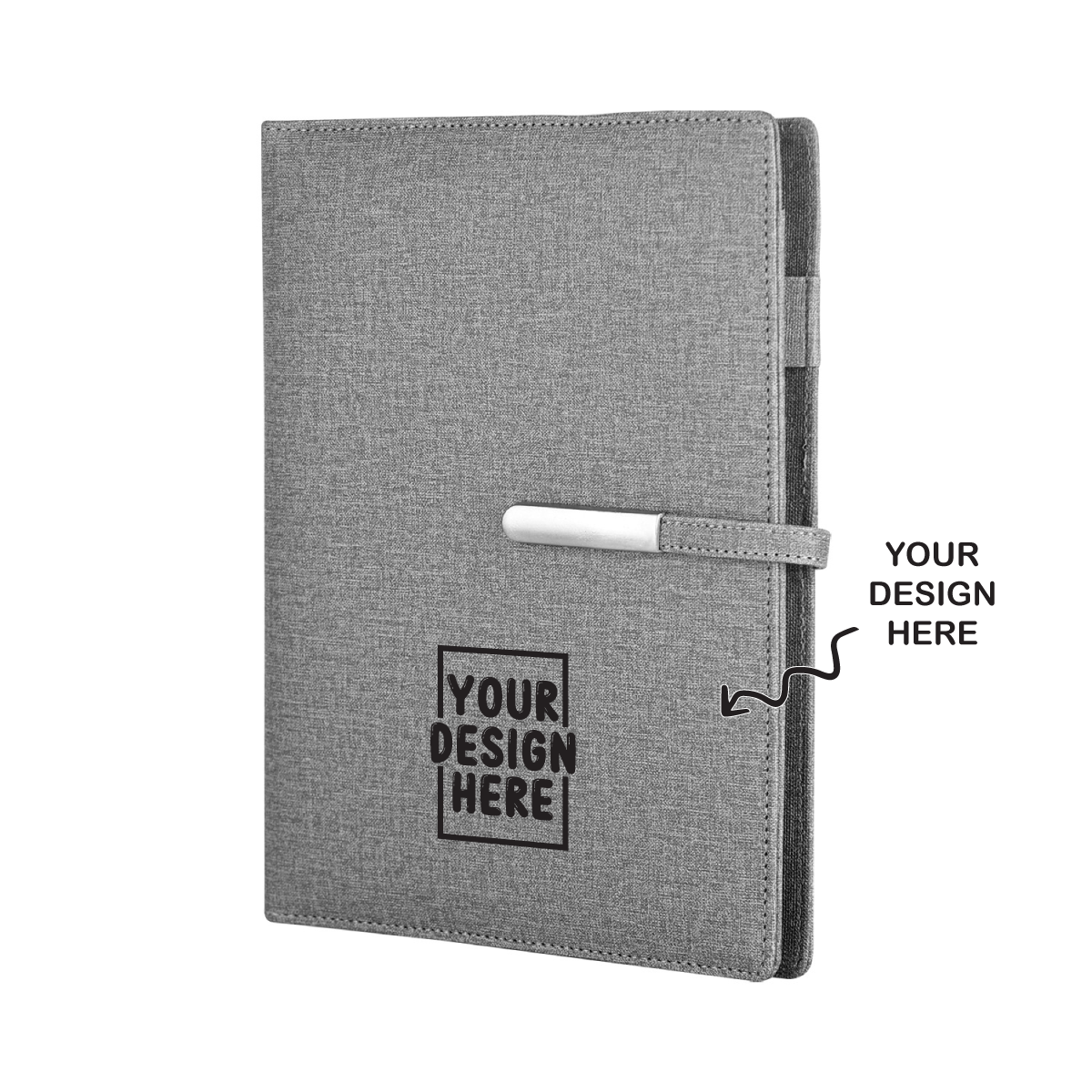 Personalized Grey Jute Power Bank Notebook Diary - For Office Use, Personal Use, Return Gift, or Corporate Gifting - HKJDPB