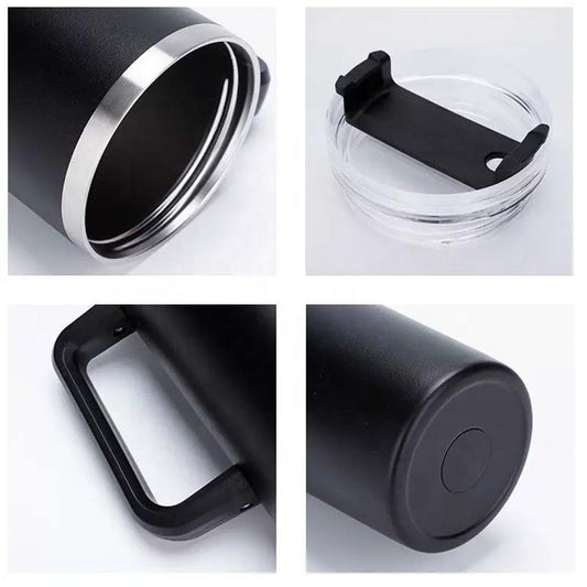 1200ml Personalized Engraved Black Stainless Steel Tumbler – Car & Multipurpose Travel Mug - For Corporate Gifting, Return Gift, Gifts for Events Promotional Giveaway, Employee Stakeholder Customer Gifting - TGMGC-374