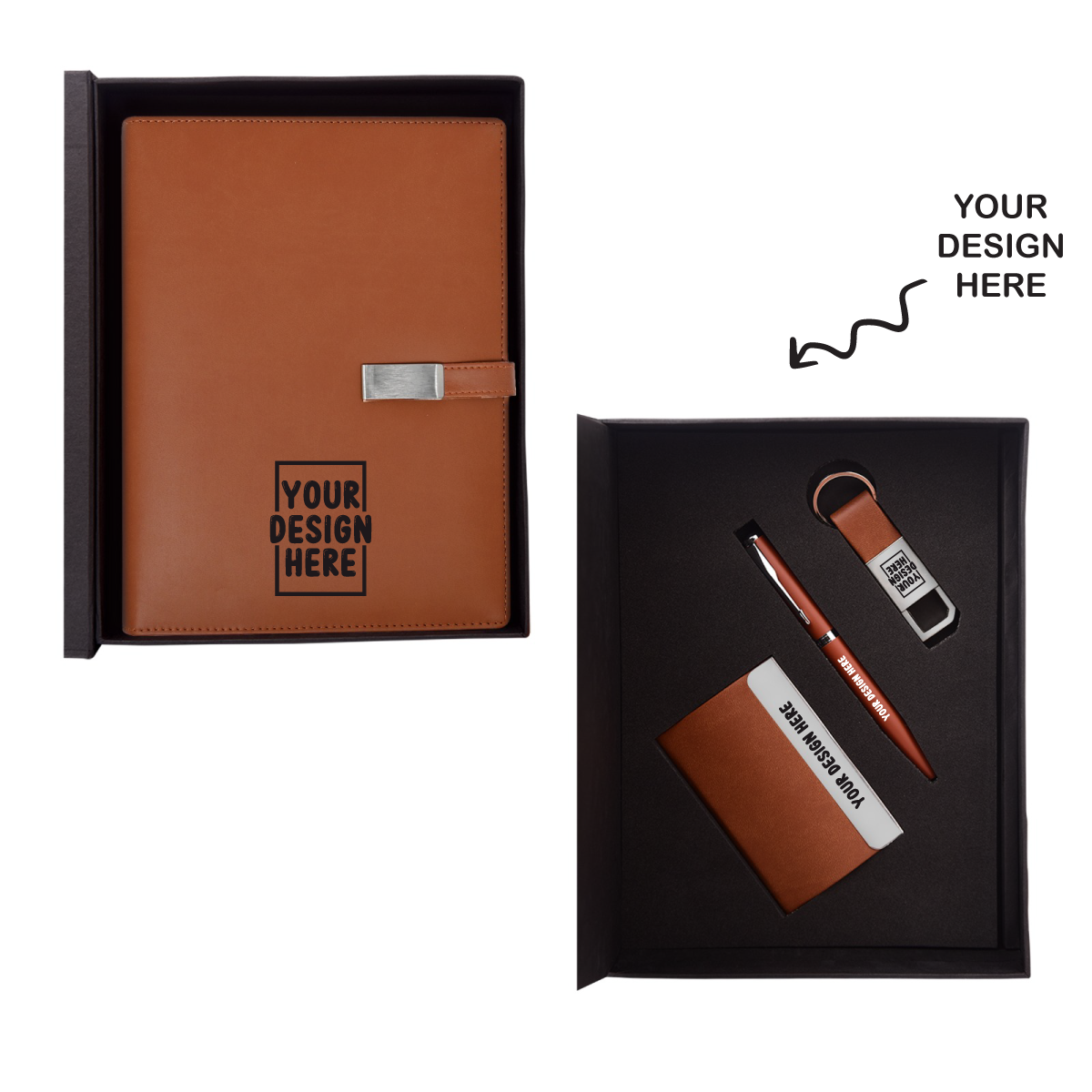 Tan 4 in 1 Power Bank Notebook Diary Combo Gift Set - For Employee Joining Kit, Client, Dealer Gifting, Corporate Gifting or Return Gift HK2566