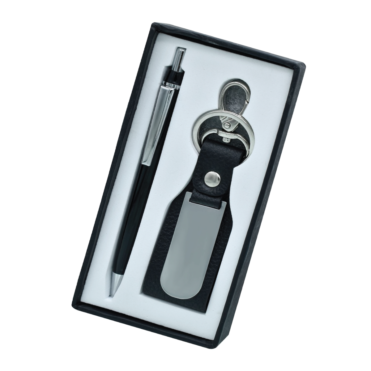 Black Personalized 2in1 Pen and Keychain Gift Set - For Employee Joining Kit, Corporate, Client or Dealer Gifting JASET9418BK