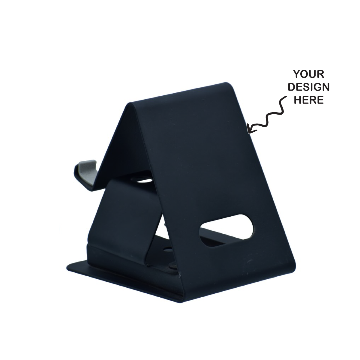Personalized Metal Mobile Phone Holder cum Pen Stand cum business visiting card holder - For Personal, Corporate Gifting, Return Gift, Event Gifting, Promotional Freebies JATT677BK