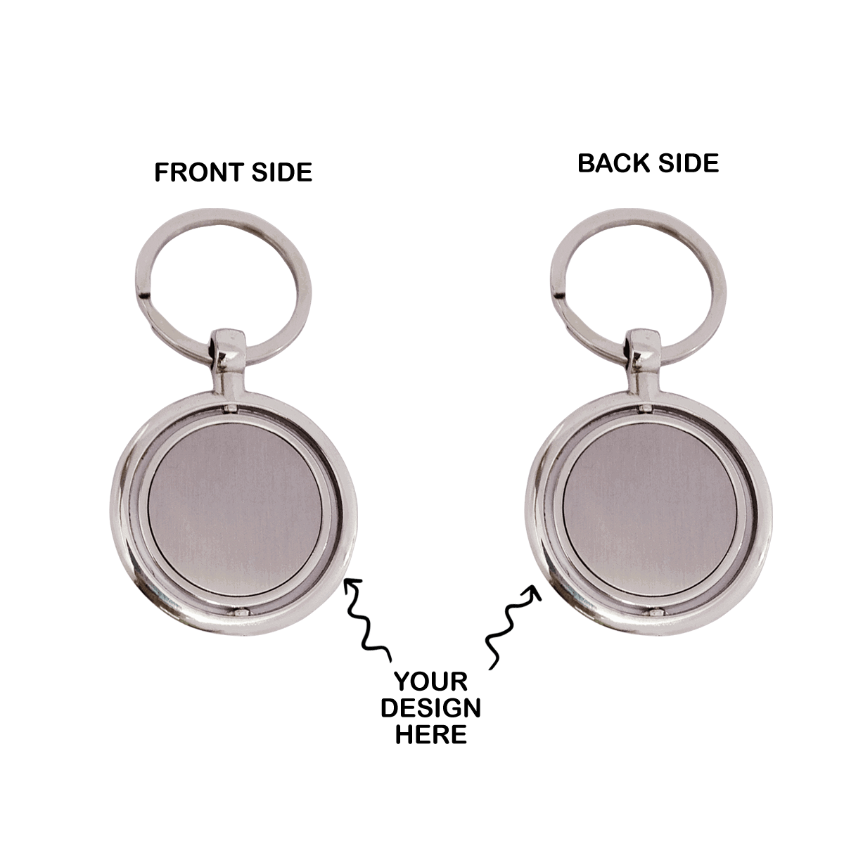Personalized Both Sides Engraved Rotating Steel Finish Metal Keychain - For Employee, Client, Dealer, or Corporate Gifting, Events Promotional Freebie JKC12