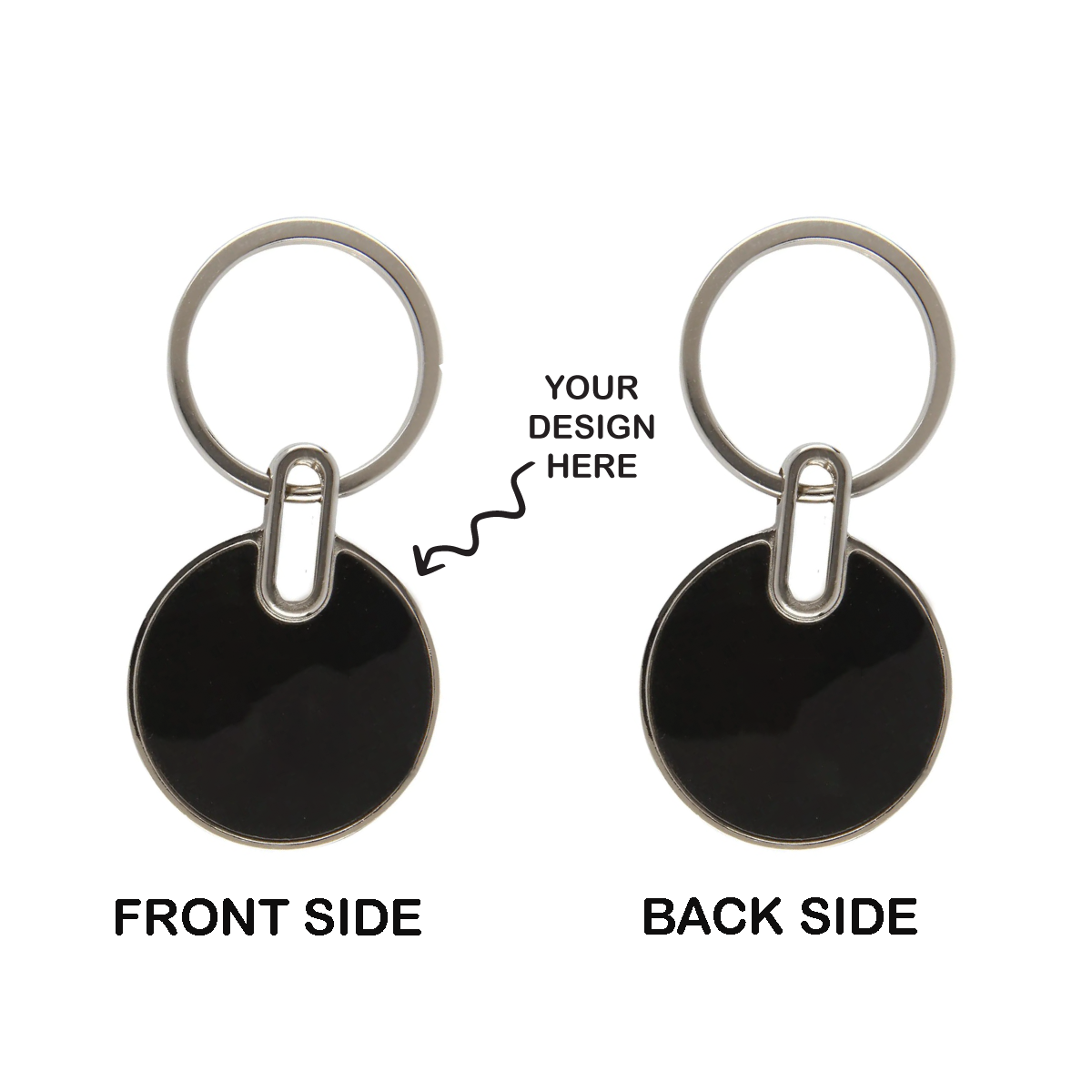 Personalized Both Sides Engraved Round Black Finish Metal Keychain - For Employee, Client, Dealer, or Corporate Gifting, Events Promotional Freebie JKC3