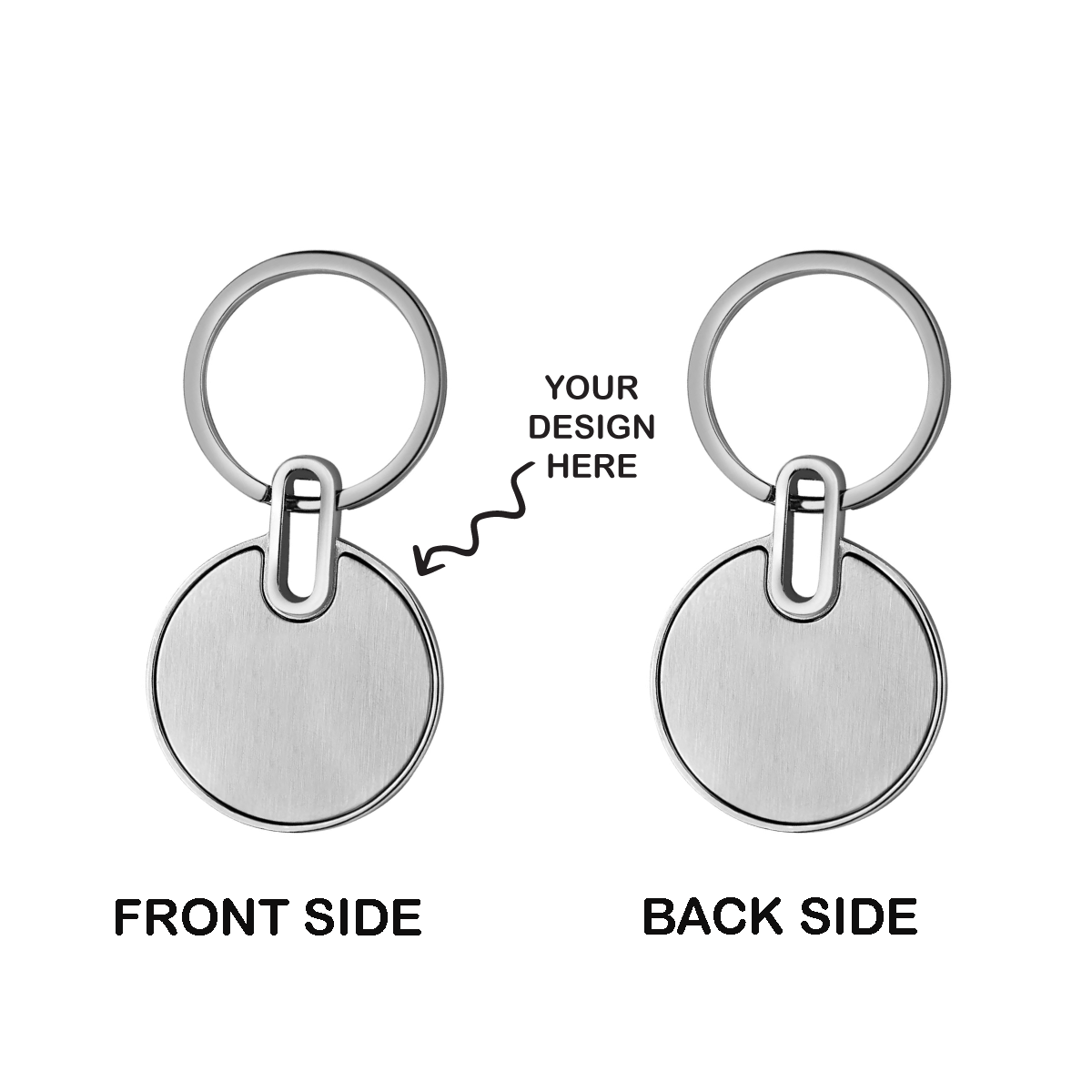 Personalized Both Sides Engraved Round Steel Finish Metal Keychain - For Employee, Client, Dealer, or Corporate Gifting, Events Promotional Freebie JKC5
