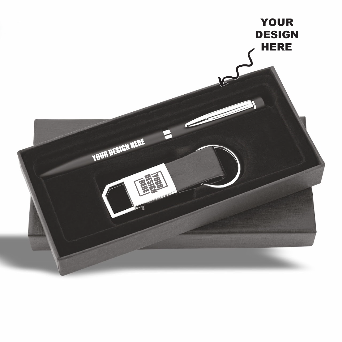 Personalized Engraved Black Pen & Keychain Gift Set – Custom 2-in-1 Combo for Corporate Gifting, Employee Welcome Kit, Client & Dealer Gifts, Event Giveaways – JKSR111 - The Gifting Marketplace