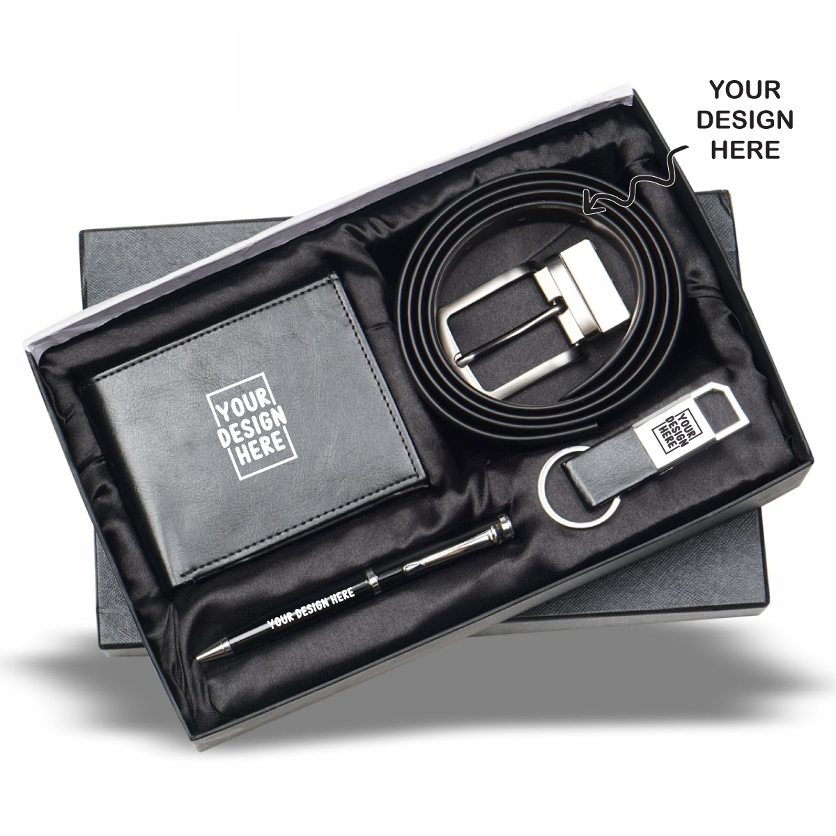 Wallet, Belt, Keychain and Pen 4in1 Combo Gift Set - For International Men's Day Gift, Employee Joining Kit, Corporate, Client or Dealer Gifting, Promotional Freebie JKSR137