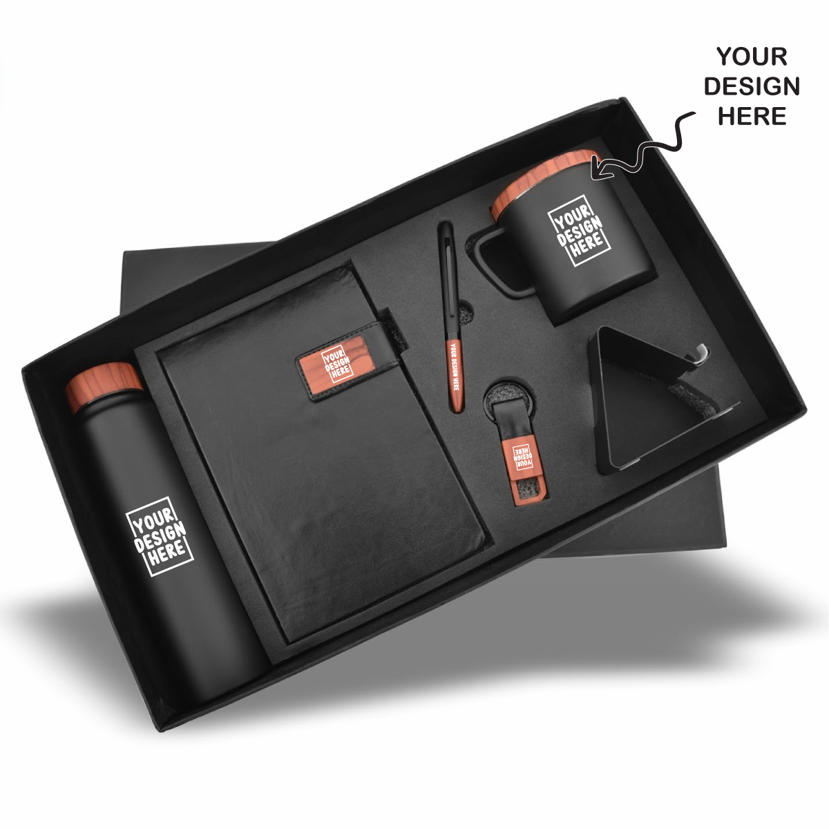 Notebook Diary, Keychain, Bottle, Mug, Mobile Stand and Pen 6in1 Combo Gift Set - For Employee Joining Kit, Corporate, Client or Dealer Gifting, Events Promotional Freebie JKSR169