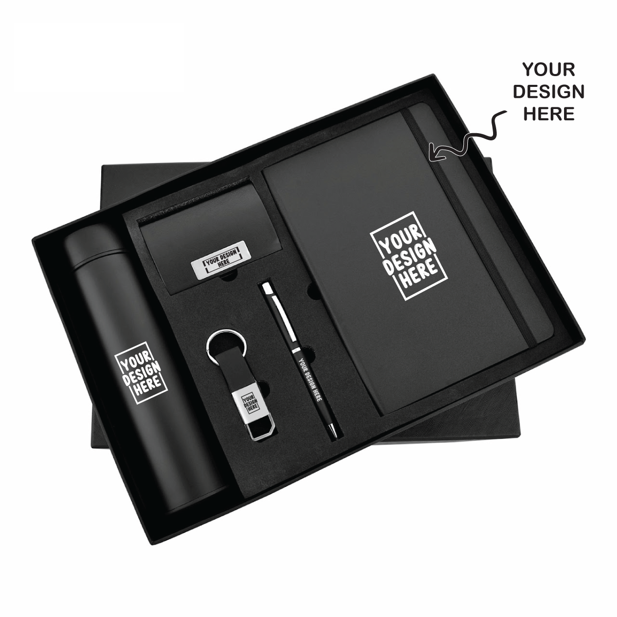 5in1 Personalized Combo Gift Set A5 Notebook Diary, Pen, Keychain, Bottle, and Cardholder - For Employee Joining Kit, Corporate Gifting, Return Gift, Exhibition Freebies, Event Gifting JKSR212