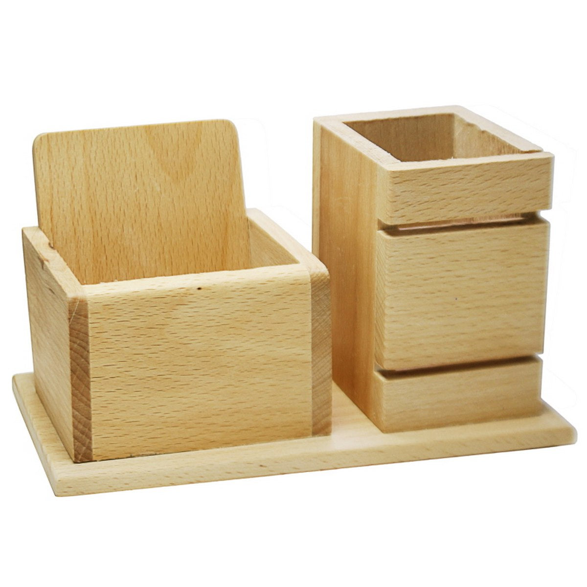 Personalized Engraved Light Brown Multipurpose Wooden Pen Stand - For Corporate Gifting, Events Promotional Freebie JAJP50