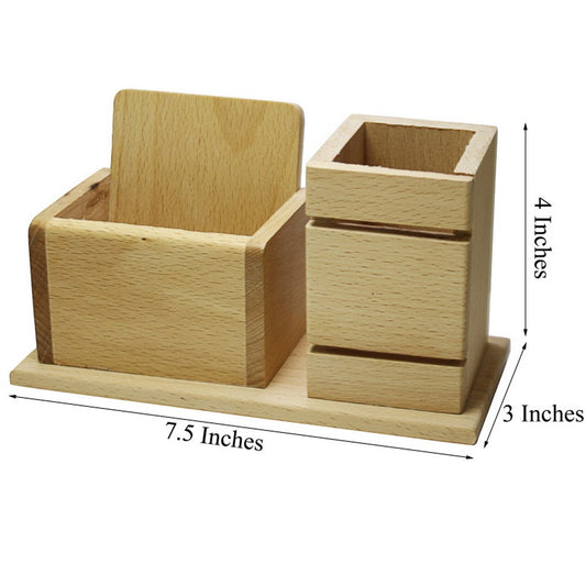 Personalized Engraved Light Brown Multipurpose Wooden Pen Stand - For Corporate Gifting, Events Promotional Freebie JAJP50