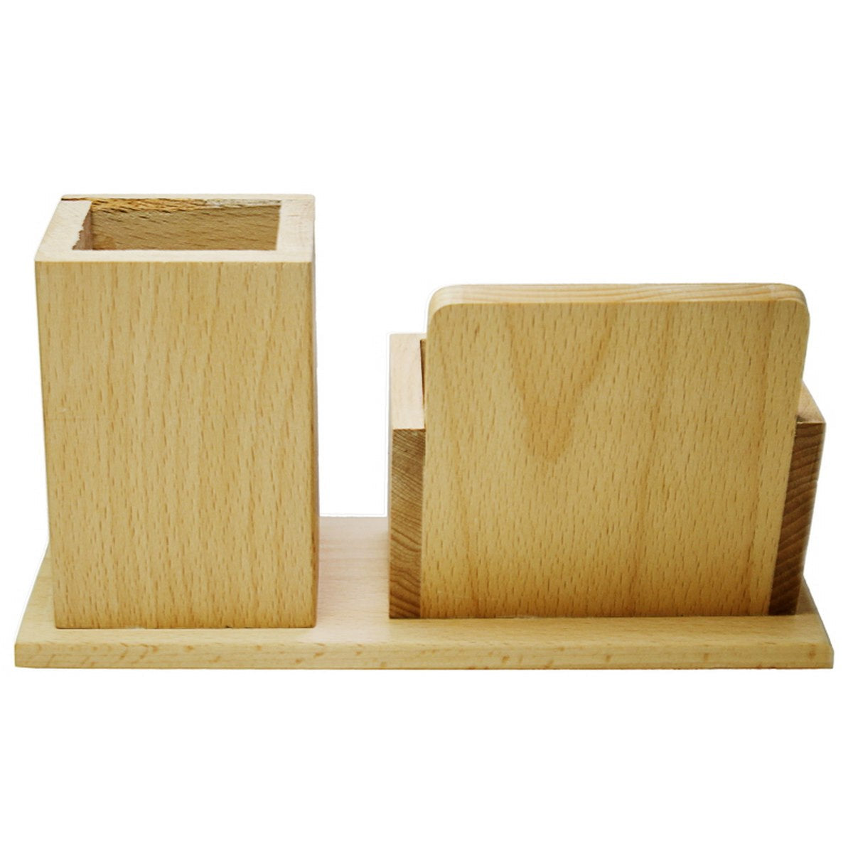 Personalized Engraved Light Brown Multipurpose Wooden Pen Stand - For Corporate Gifting, Events Promotional Freebie JAJP50