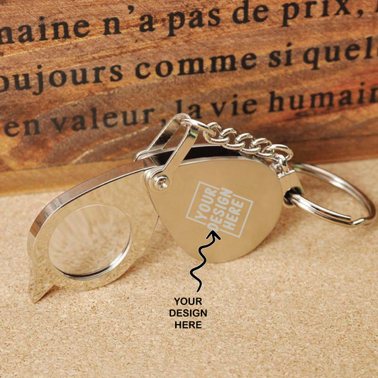 Personalized Both Sides Engraved Keychain with Magnifier - For Corporate Gifting, Event or Exhibition Freebies, Promotional Item, Return Gift JAKC-U235