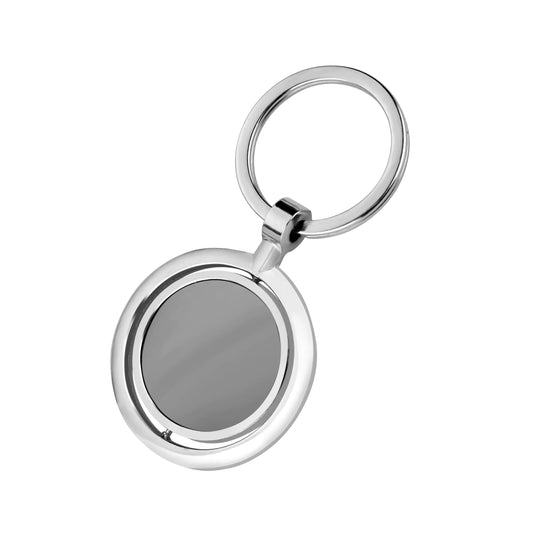 Personalized Both Sides Engraved Rotating Steel Finish Metal Keychain - For Employee, Client, Dealer, or Corporate Gifting, Events Promotional Freebie JKC12 - The Gifting Marketplace