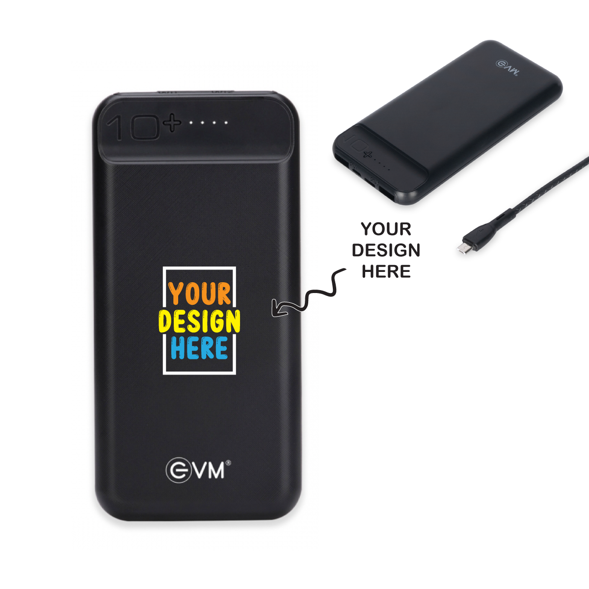 Personalized Black 10000mAh Power Bank - For Corporate Gifting, Event Gifting, Freebies, Promotions - P0109 - The Gifting Marketplace
