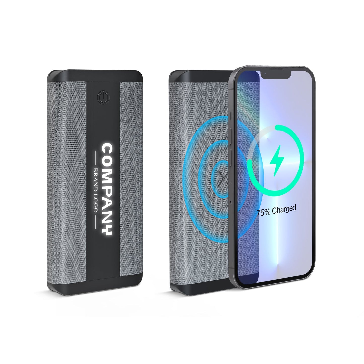 Personalized Logo Glow 10000mAh Jute Finished Wireless Powerbank - For Corporate Gifting, Event Gifting, Freebies, Return Gift, Promotions - HK10283 - The Gifting Marketplace