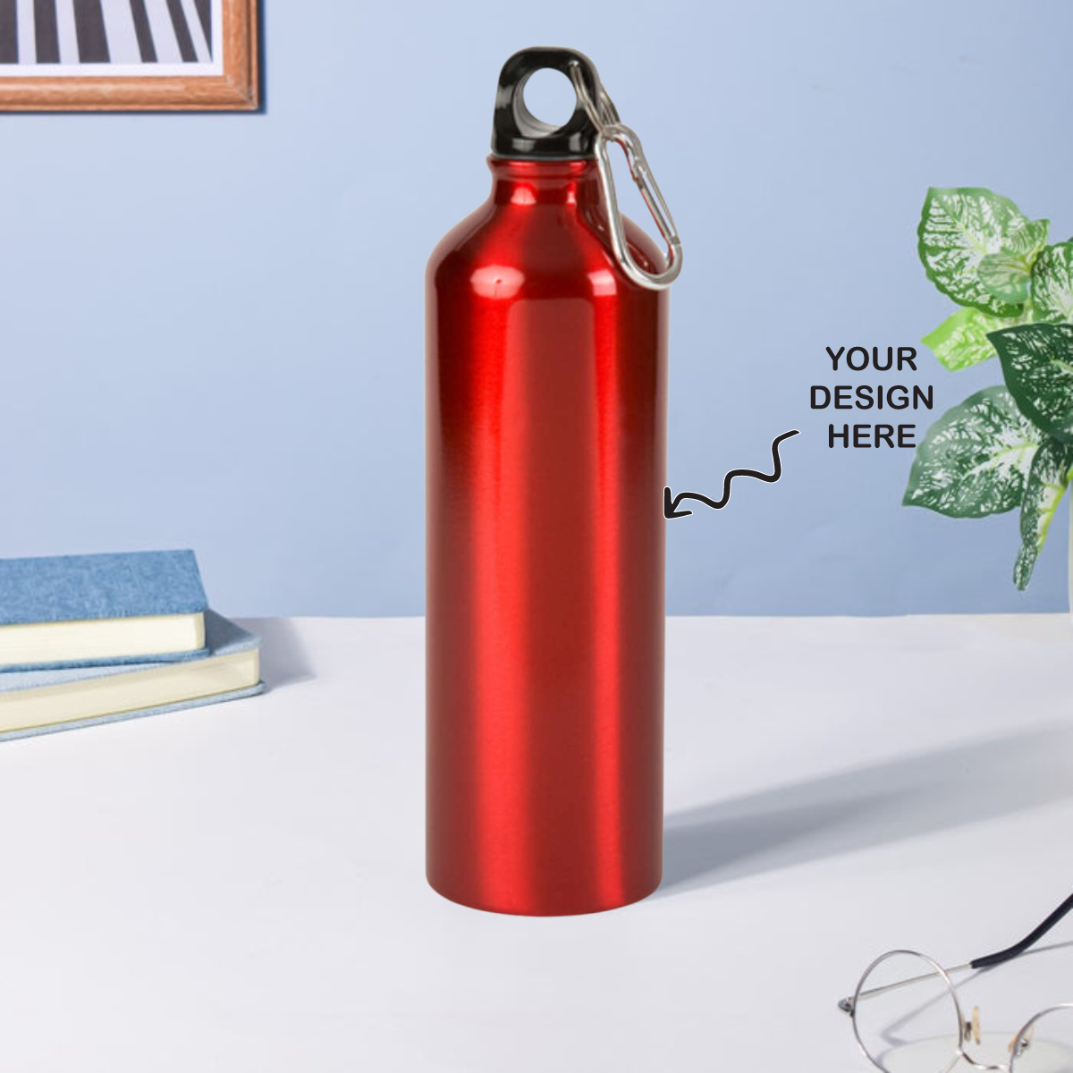 Personalized Red Aluminum Water Bottle - 750ml - For Return Gift, Corporate Gifting, Office or Personal Use TGMGC-561