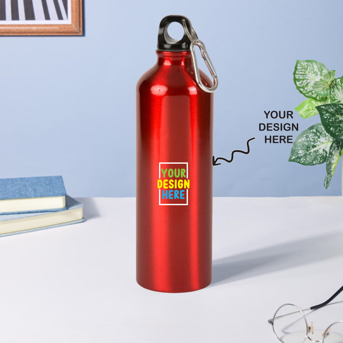 Personalized Red Aluminum Water Bottle - 750ml - For Return Gift, Corporate Gifting, Office or Personal Use TGMGC-561