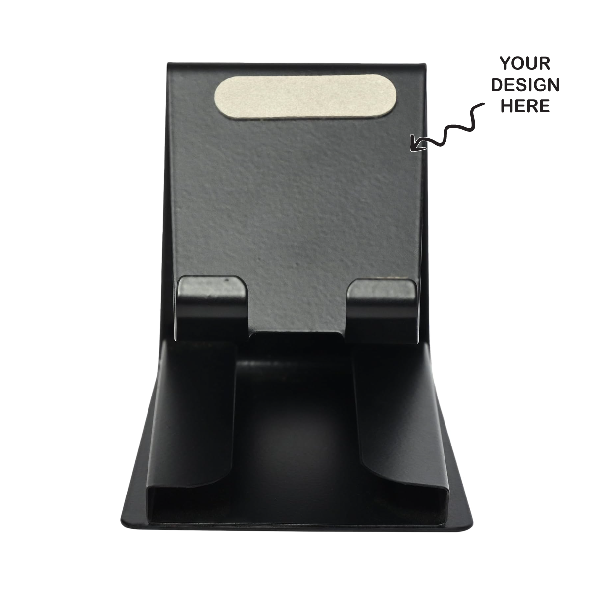 Personalized Engraved Black Metal Phone Holder Mobile Stand with Card Holder - For Personal, Corporate Gifting, Return Gift, Event Gifting, Promotional Freebies PCH1416