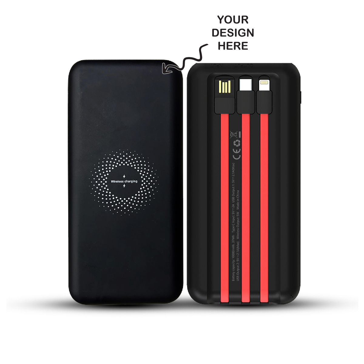 Personalized Logo Glow 10000mAh Powerbank with Inbuilt Charging Cables - For Corporate Gifting, Event Gifting, Freebies, Return Gift, Promotions - HK10282 - The Gifting Marketplace