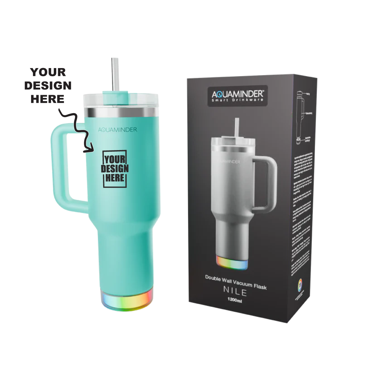 Personalized 1.2L Stainless Steel Smart Tumbler with Handle, Straw & Lid | Premium SS304 Hydration Reminder Bottle – For Corporate Gifting, Return Gift, Event Gift, Promotions XTNILE - The Gifting Marketplace