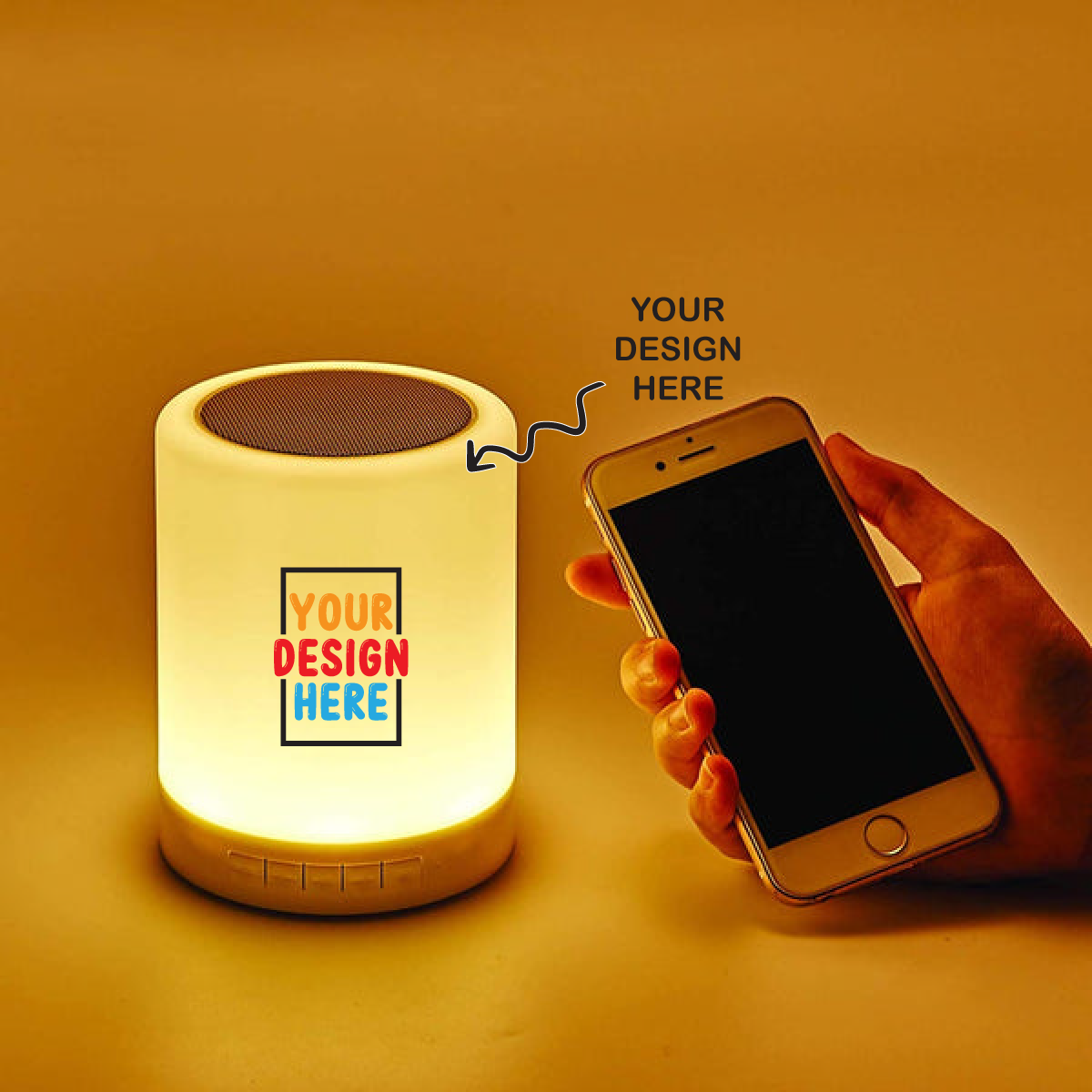 Personalized Artwork or Company Logo Printed Touch Lamp Bluetooth Speaker - For Office Use, Personal Use, or Corporate Gifting TGMJS - The Gifting Marketplace