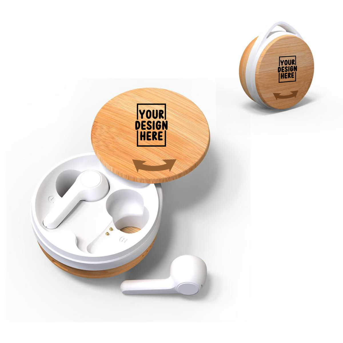 Personalized Bamboo Wireless Earbuds - For Corporate Gifting, Event Gifting, Stakeholder Gifting, Freebies, Promotions, Return Gift - HKWAE9001 - The Gifting Marketplace